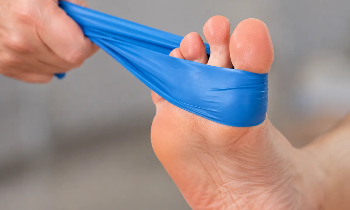 Foot stretching exercise during rehabilitation